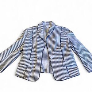 LOFT Blue and White Striped Shirt